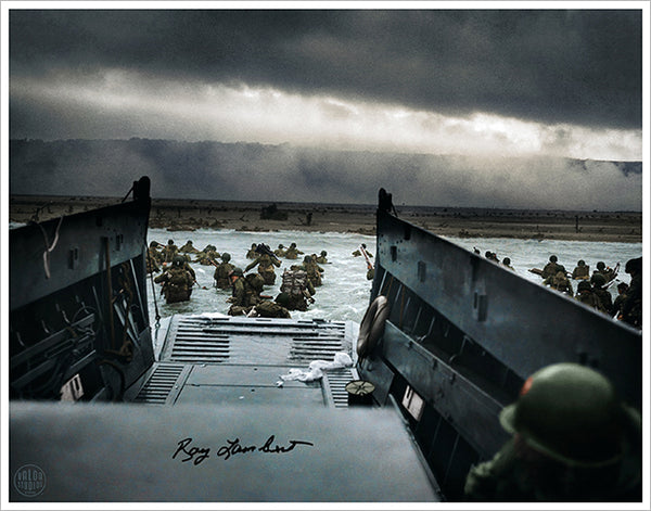 1st Infantry Division on Omaha Beach D-Day autographed photo 