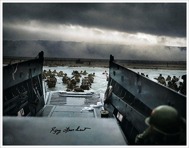 1st Infantry Division on Omaha Beach D-Day autographed photo 