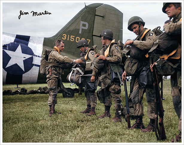 101st Airborne paratroopers prepare for D-Day autographed photo