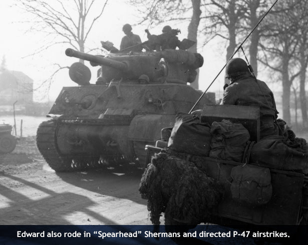 Sherman tank on the road to Bastogne