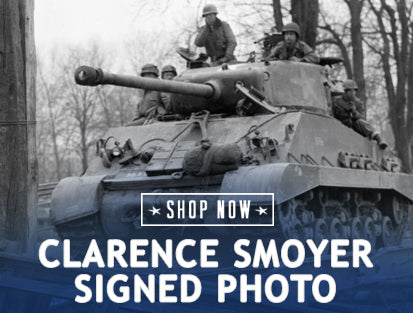 Clarence Smoyer autographed M4 Sherman tank photo